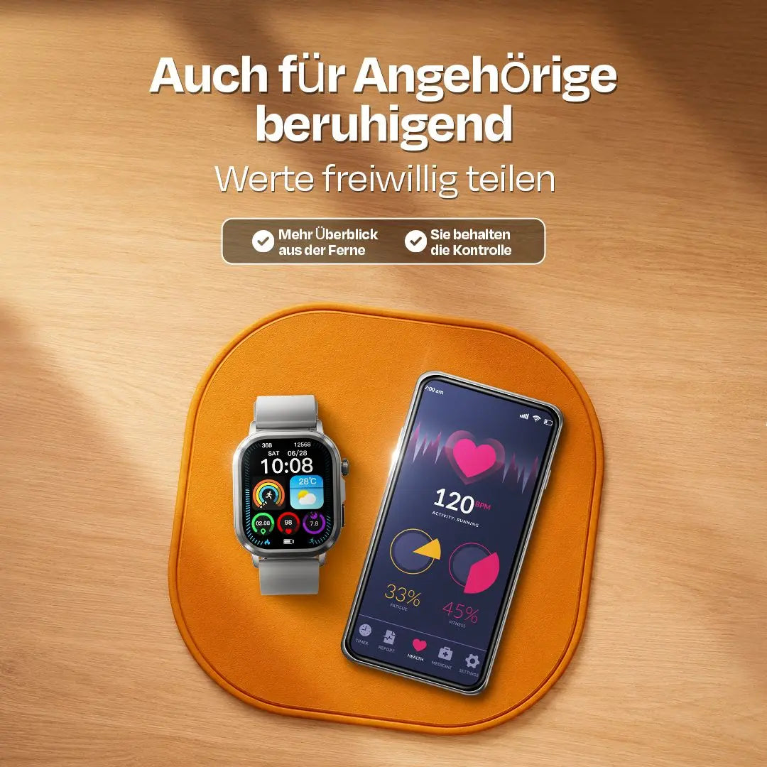Kardena CARE Pro 6 – Gesundheitsuhr mit SOS-Notruf, EKG & Pflegefunktion