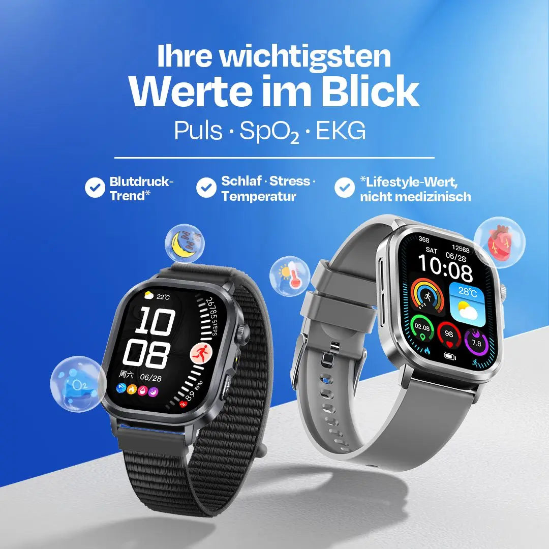 Kardena CARE Pro 6 – Gesundheitsuhr mit SOS-Notruf, EKG & Pflegefunktion