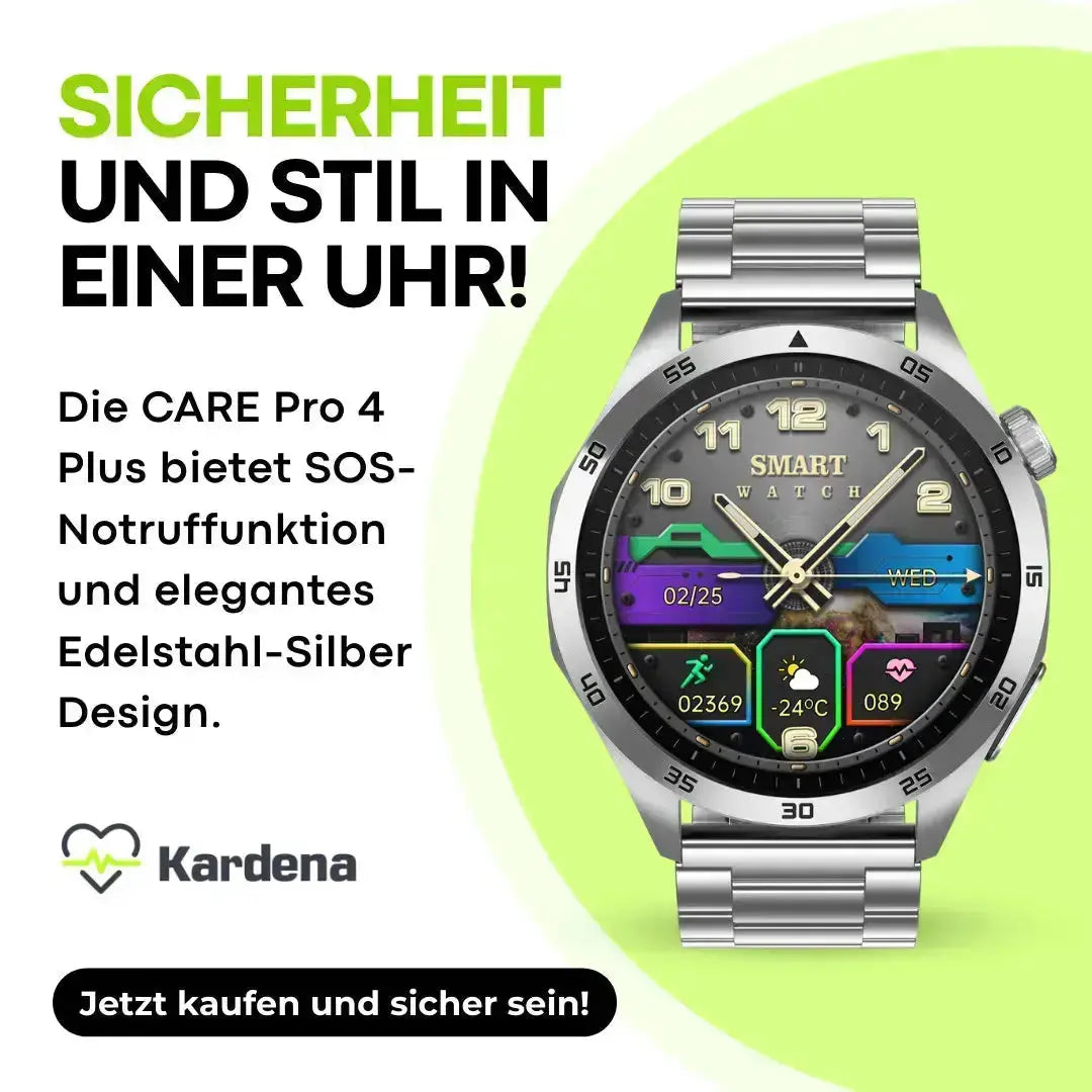 Nie wieder Angst vor dem Alleinsein: Diese Gesundheitsuhr schützt Senioren mit SOS & EKG Kardena