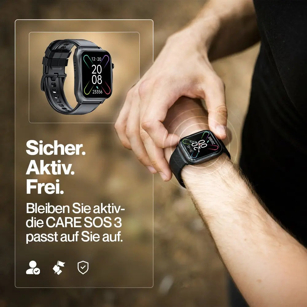 Kardena CARE SOS 3 – SOS-Uhr mit 4G-Notruf, Sturzerkennung & Pflegefunktion (EU) Kardena